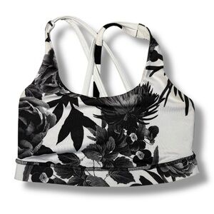 Lululemon Women’s Energy Bra Brisk Bloom Black White Size 4